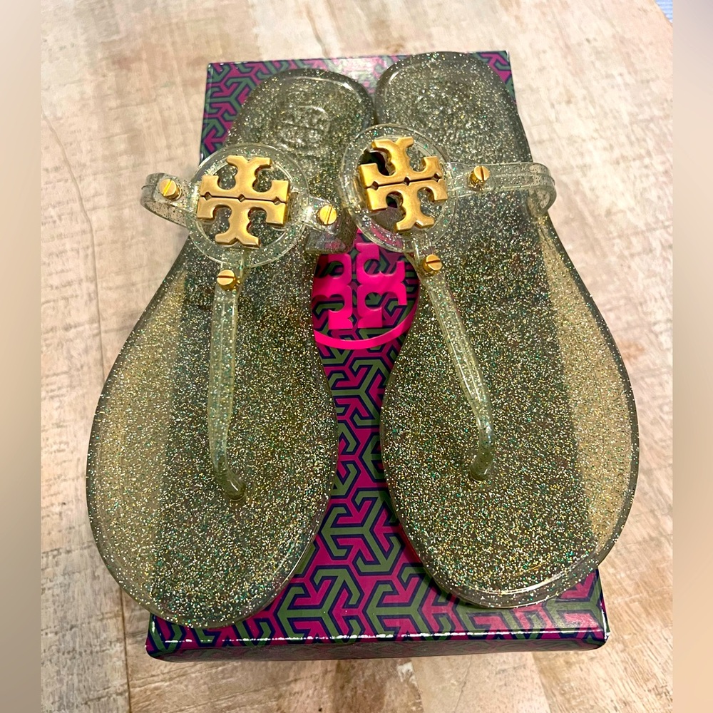 Tory Burch Jellies size 6 clear/gold
